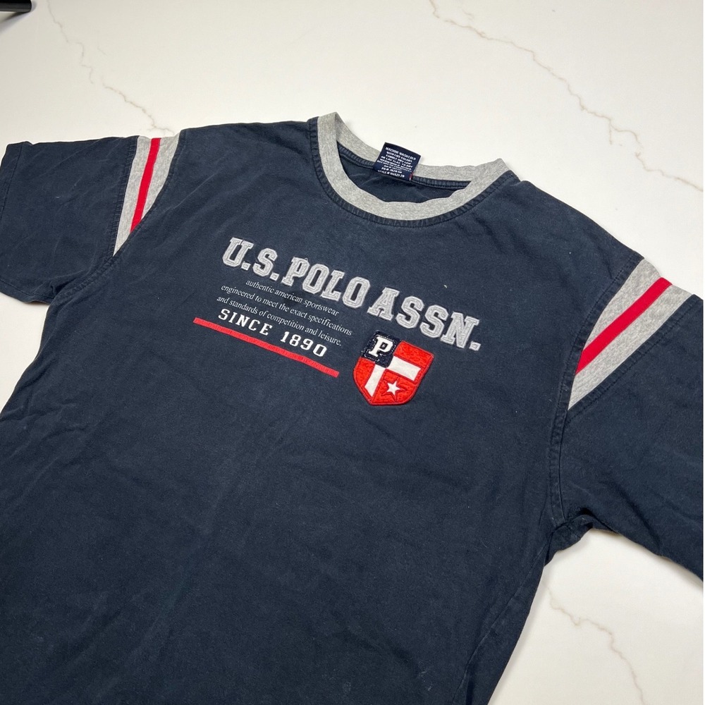 U.S. Polo Assn T-Shirt Mens Large Navy Blue Graphic Short Sleeve Cotton Tee